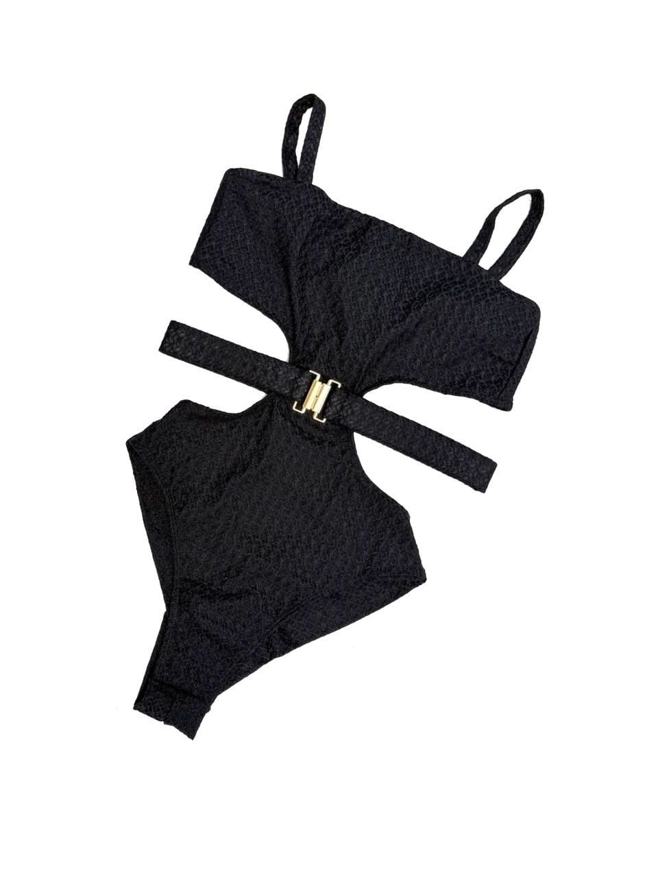 Royale one-piece laid flat, in black