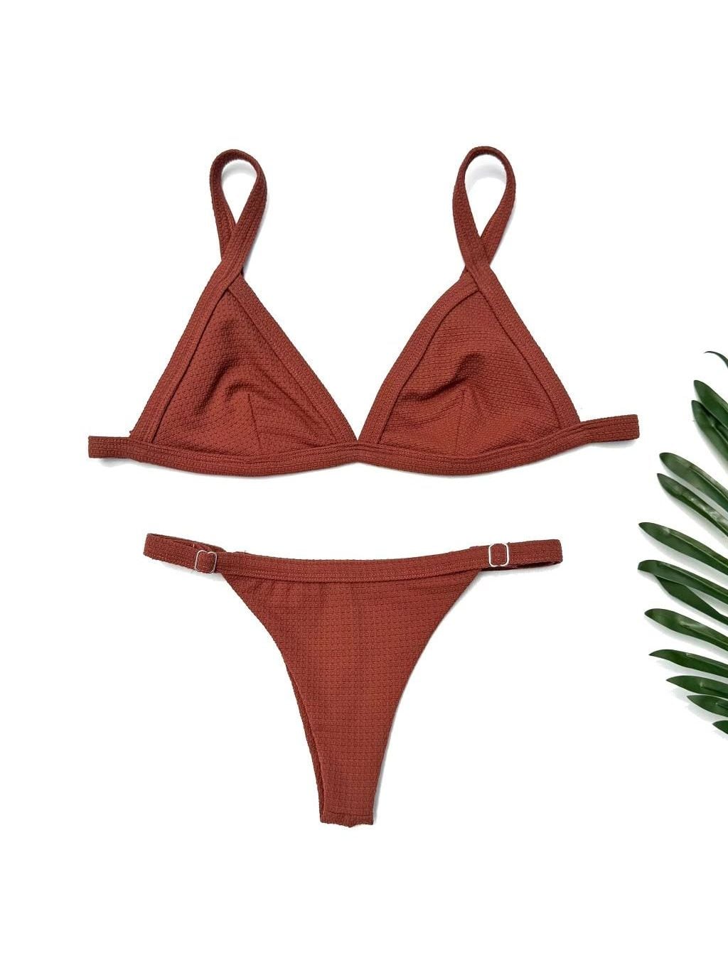 Siena bikini laid flat, in terracotta