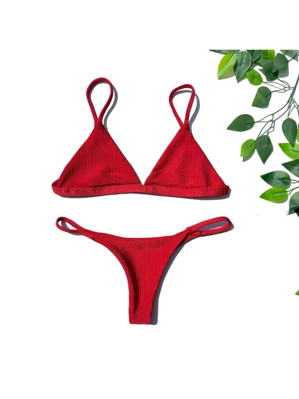 Rosso bikini laid flat, in red