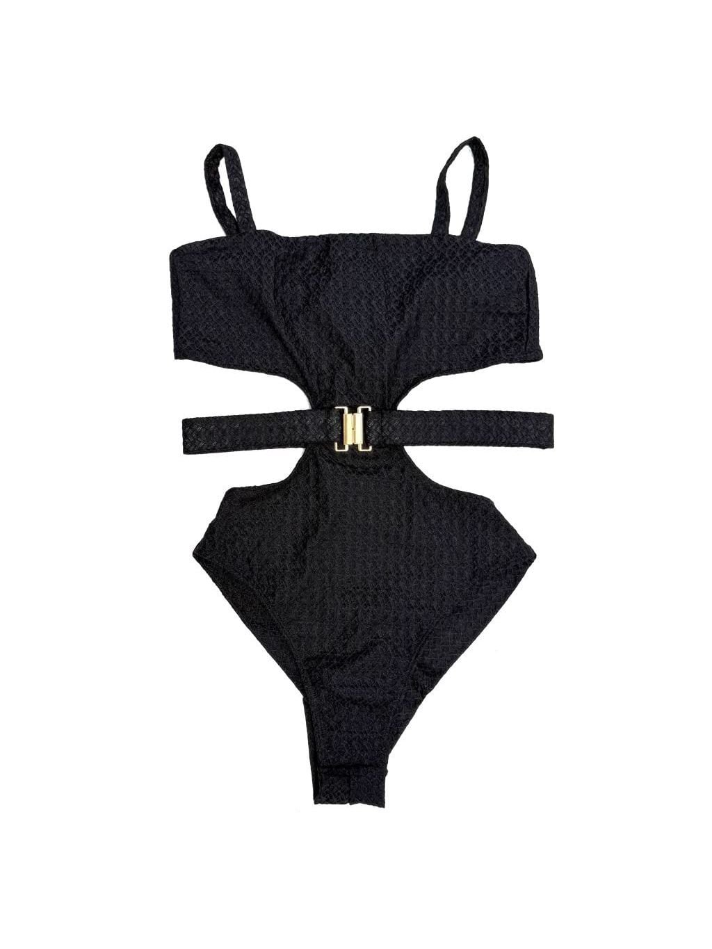 Royale one-piece laid flat, in black
