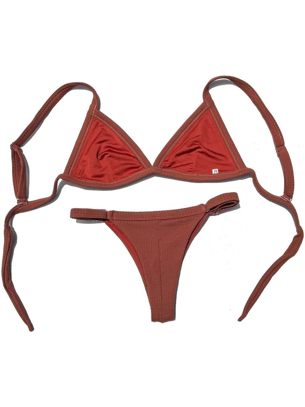 Siena bikini laid flat, in terracotta