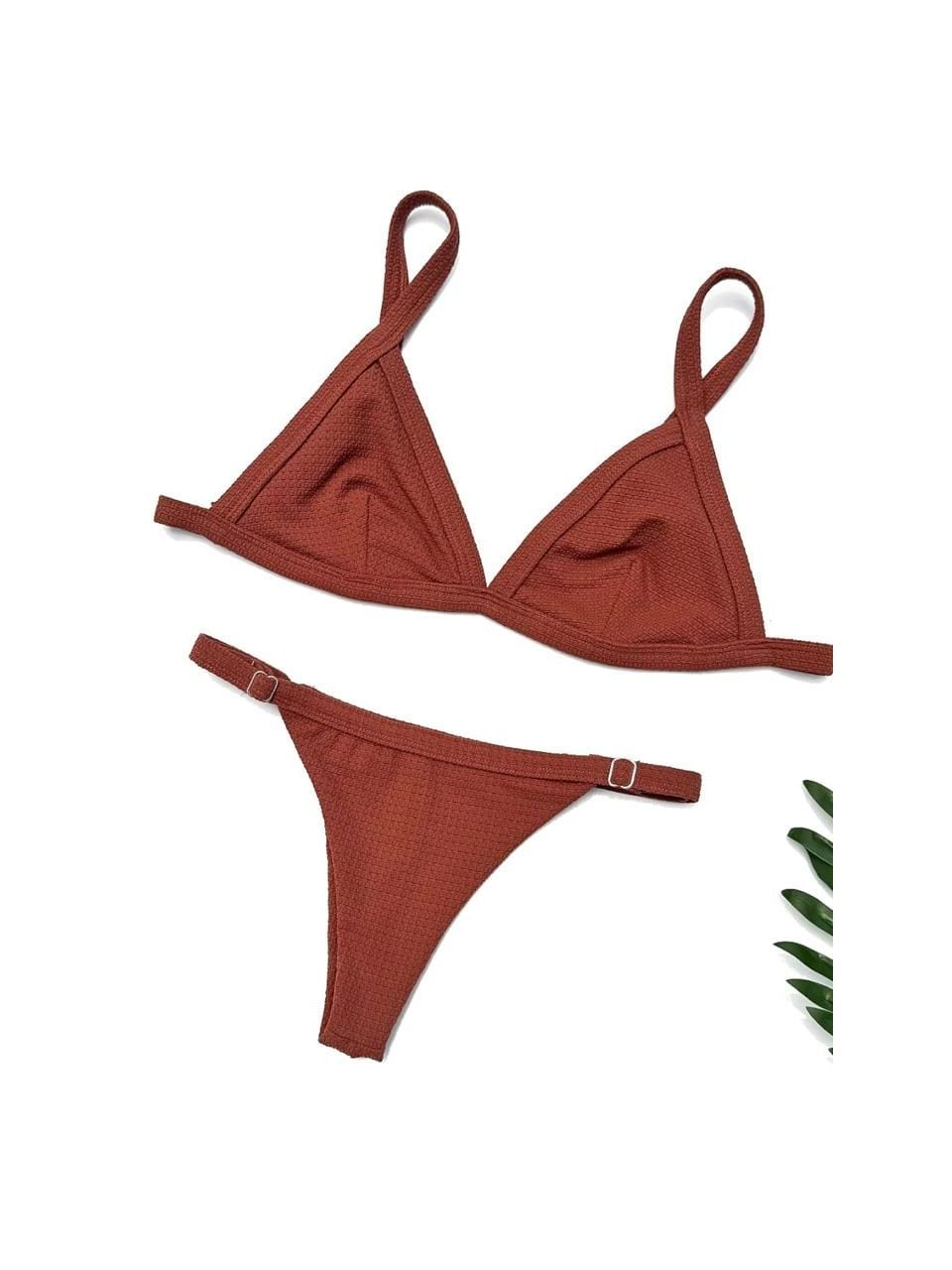 Siena bikini laid flat, in terracotta