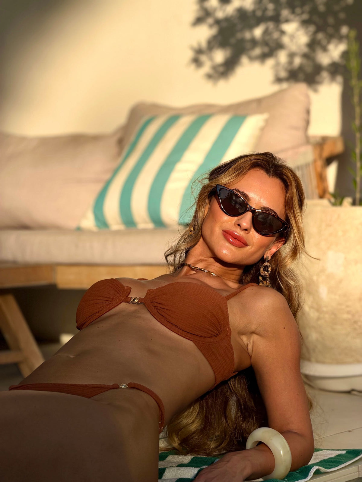 Model wearing the Vinci bikini from the Toscana collection